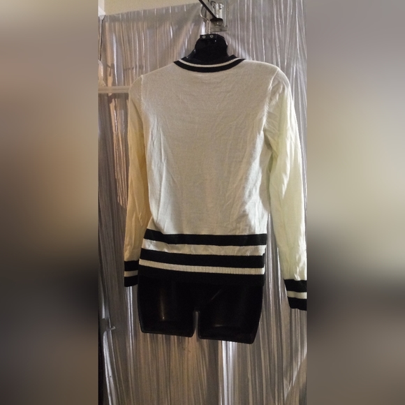 Twinset milano lightweight long sleeve top black and cream small ribbon - Picture 6 of 8